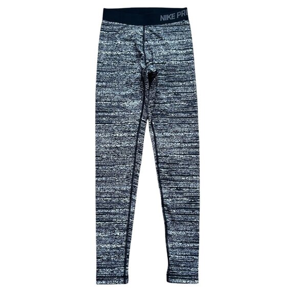 Nike Pro Dri-FIT Compression Leggings Womens XS Gray Black Workout Running - Picture 1 of 11